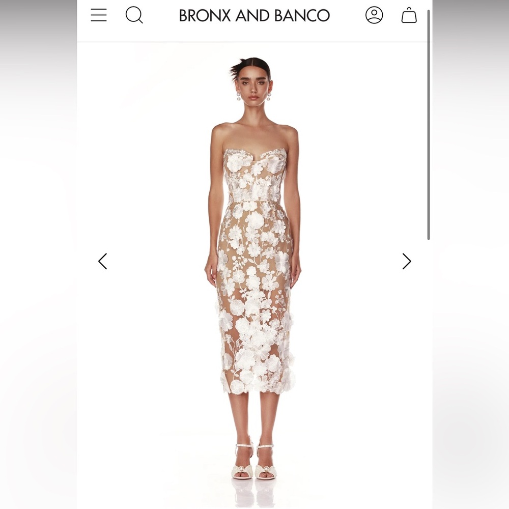 Bronx and Banco Jasmine White Midi dress, size medium, prestine condition